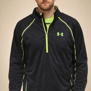 Under Armour Black Pullover Quarter-Zip with Neon Green Accents
